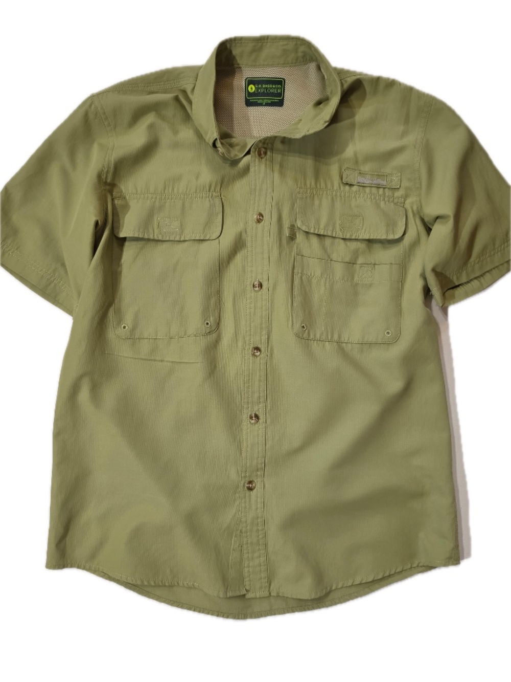 G.H. Bass & Co. Explorer Fishing Shirt Mens M Green Short Sleeve Pockets‎